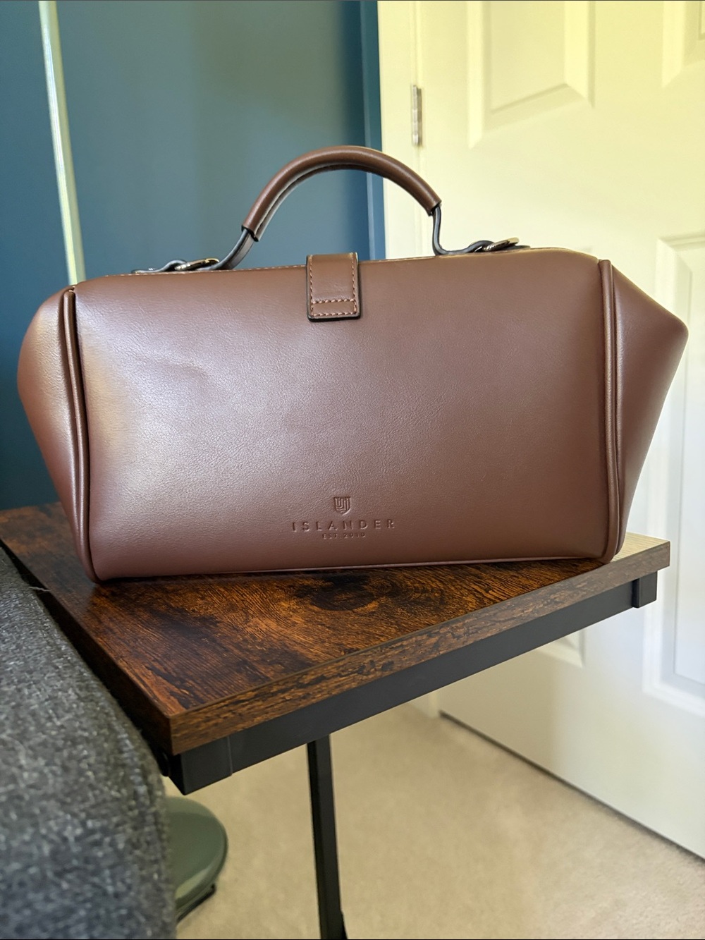 Harris Tweed Brown Leather and tweed Doctor-Style Satchel - Picture 2 of 12